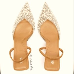 Zara Pearl Heel slingbacks